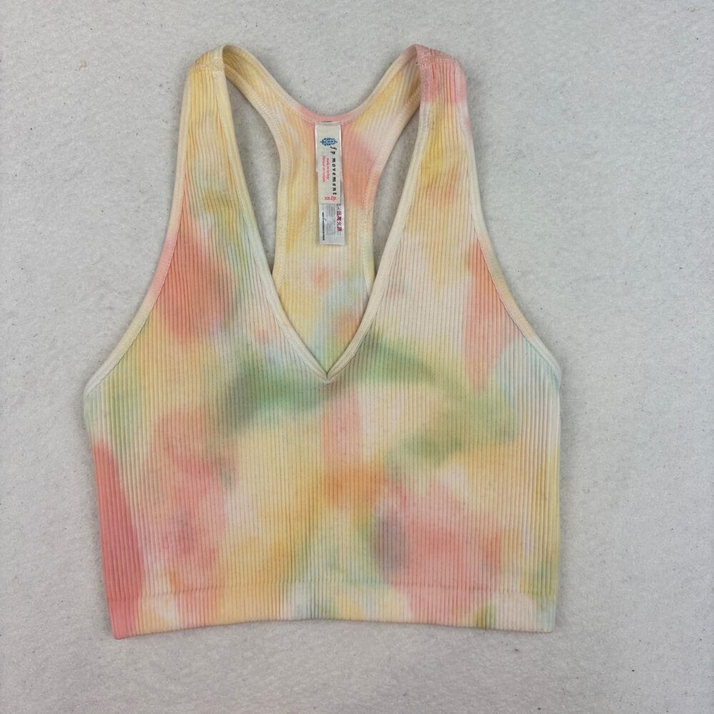 Free People Movement Free Throw Crop Tie Dye Crop Top Women's XS Rainbow Combo